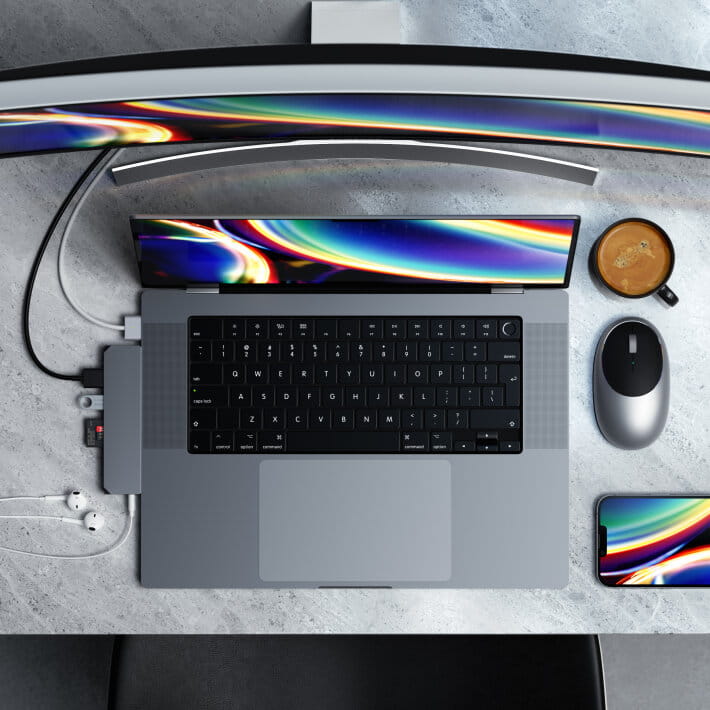 aluminiowy hub z podwójnym usb-c do macbook