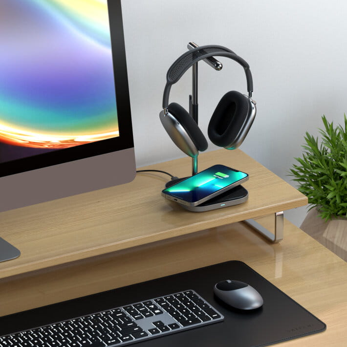 satechi headphone stand 2w1 - podstawka do airpods max i ładowarka bezprzewodowa