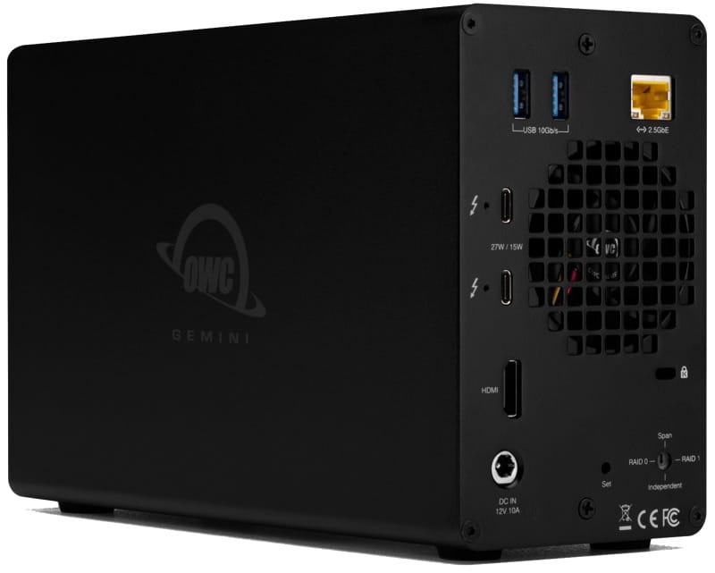 gemini thunderbolt dock & dual-drive raid external storage w/3.5” sata hdd (2tb x 2) 4tb