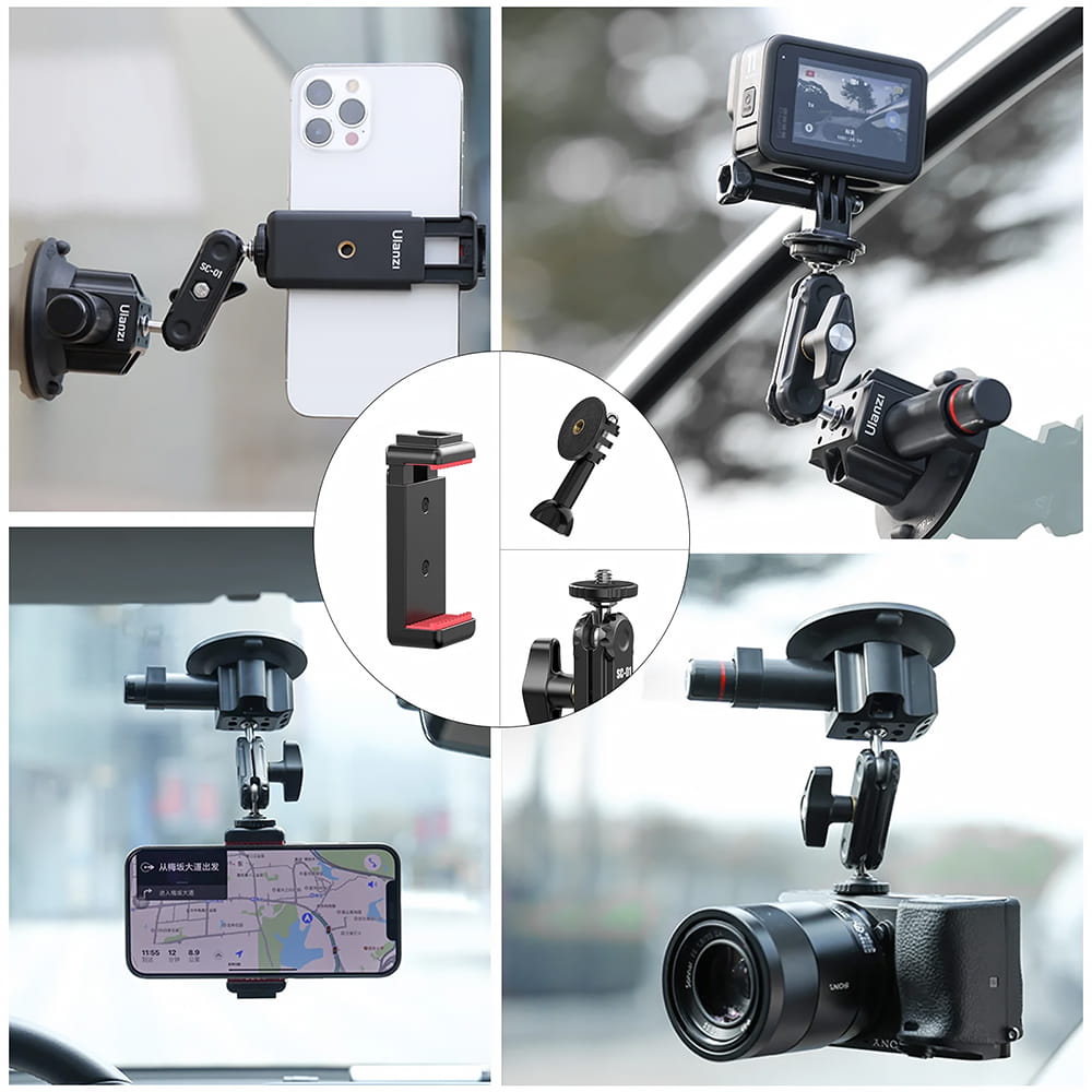 przyssawka ulanzi sc-01 3’’ (7,5cm) z przegubem magic arm i uchwytem na telefon