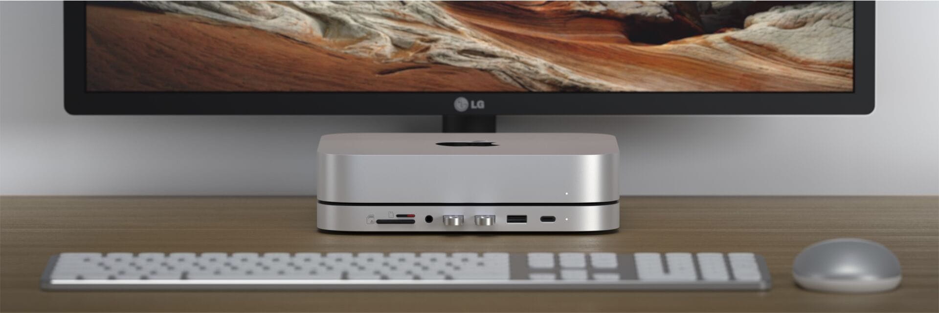 satechi type-c aluminum stand & hub for mac mini + ssd nvme enclosure silver