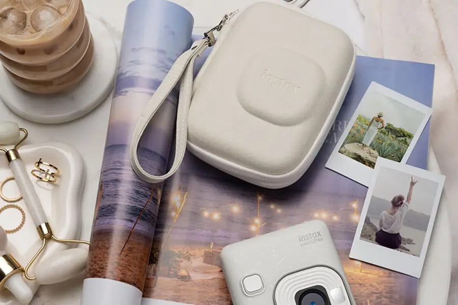 futerał fujifilm instax mini liplay camera case misty white