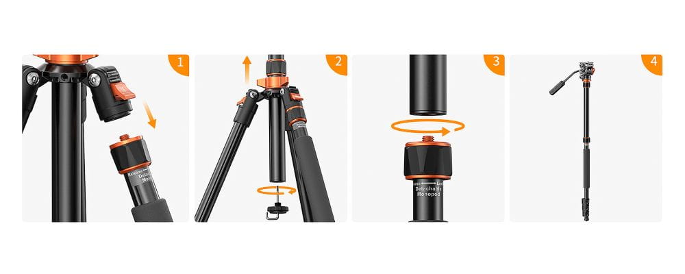 statyw video k&f concept k234a7 z głowicą fh-03