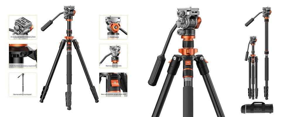 statyw video k&f concept k234a7 z głowicą fh-03