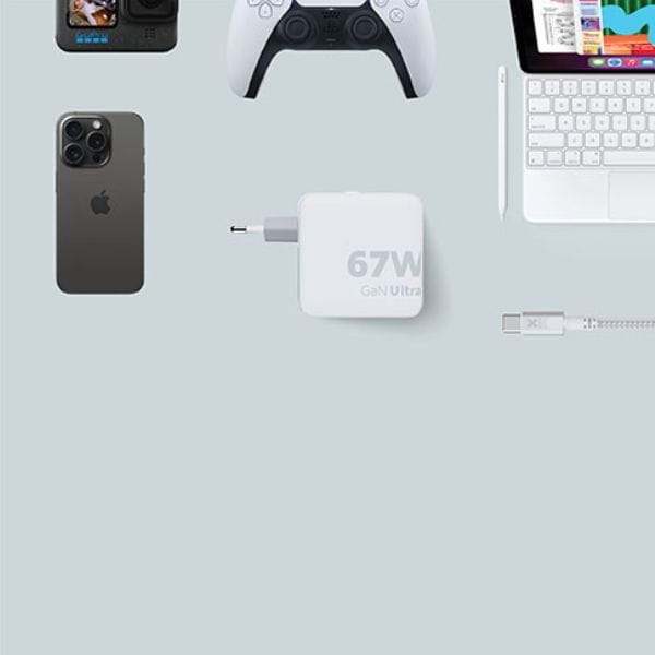 xtorm ładowarka turystyczna 67w gan +kabel usb-c pd biała