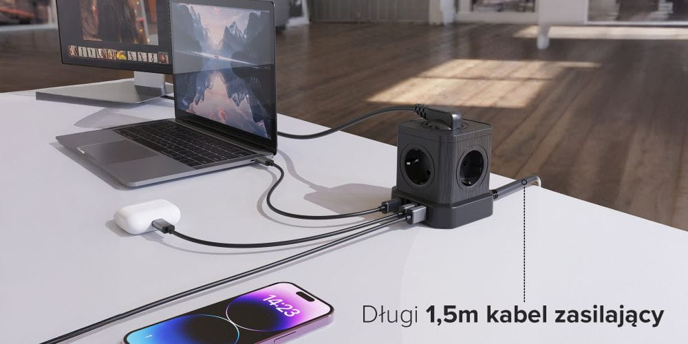kostka zasilająca newell gan power cube 9w1 – czarna