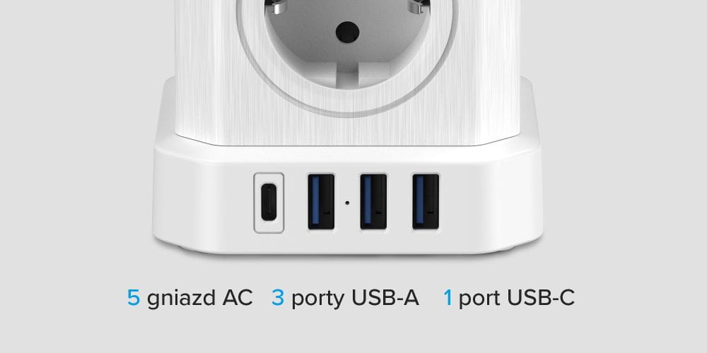 kostka zasilająca newell gan power cube 9w1 biała