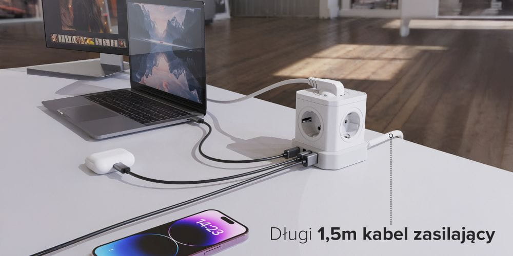 kostka zasilająca newell gan power cube 9w1 biała