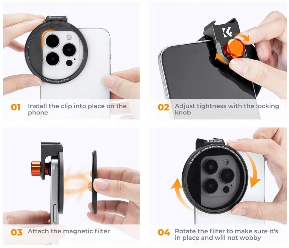 uchwyt magnetyczny do filtrów 67 mm do smartfona k&f concept