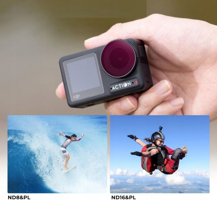 zestaw 4 sztuk filtrów k&f concept do dji osmo action 4