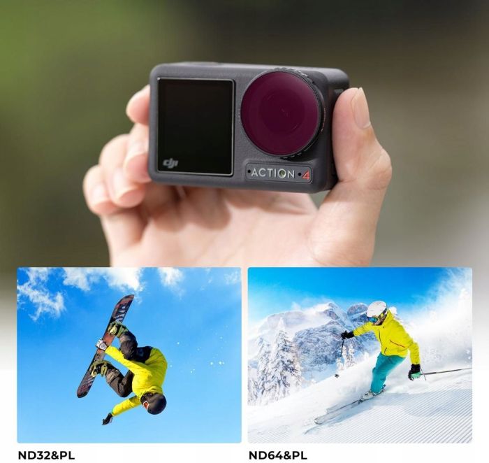 zestaw 4 sztuk filtrów k&f concept do dji osmo action 4