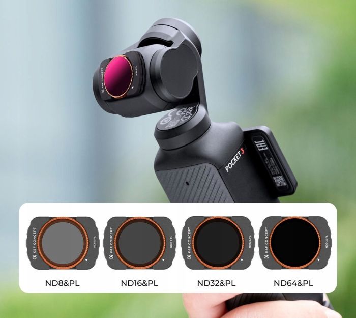 zestaw 4 sztuk filtrów hybrydowych k&f concept do dji osmo pocket 3