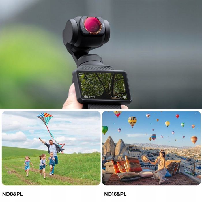 zestaw 4 sztuk filtrów hybrydowych k&f concept do dji osmo pocket 3