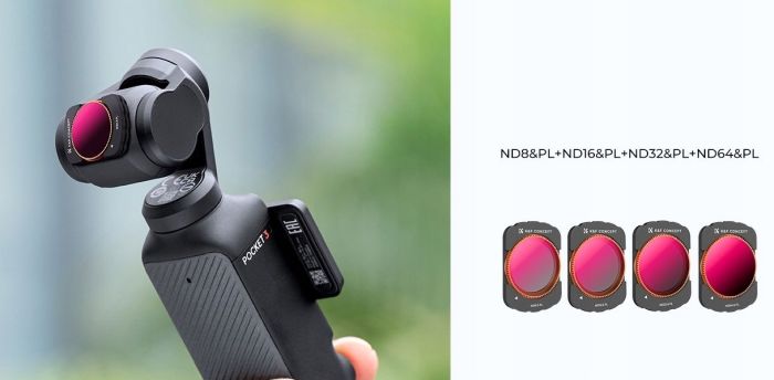 zestaw 4 sztuk filtrów hybrydowych k&f concept do dji osmo pocket 3