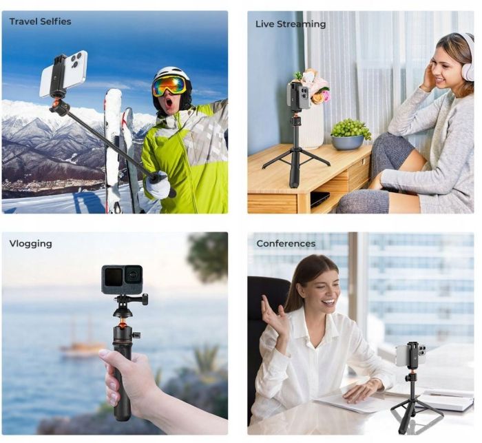 selfie stick 60cm 4w1 k&f concept na smartfon