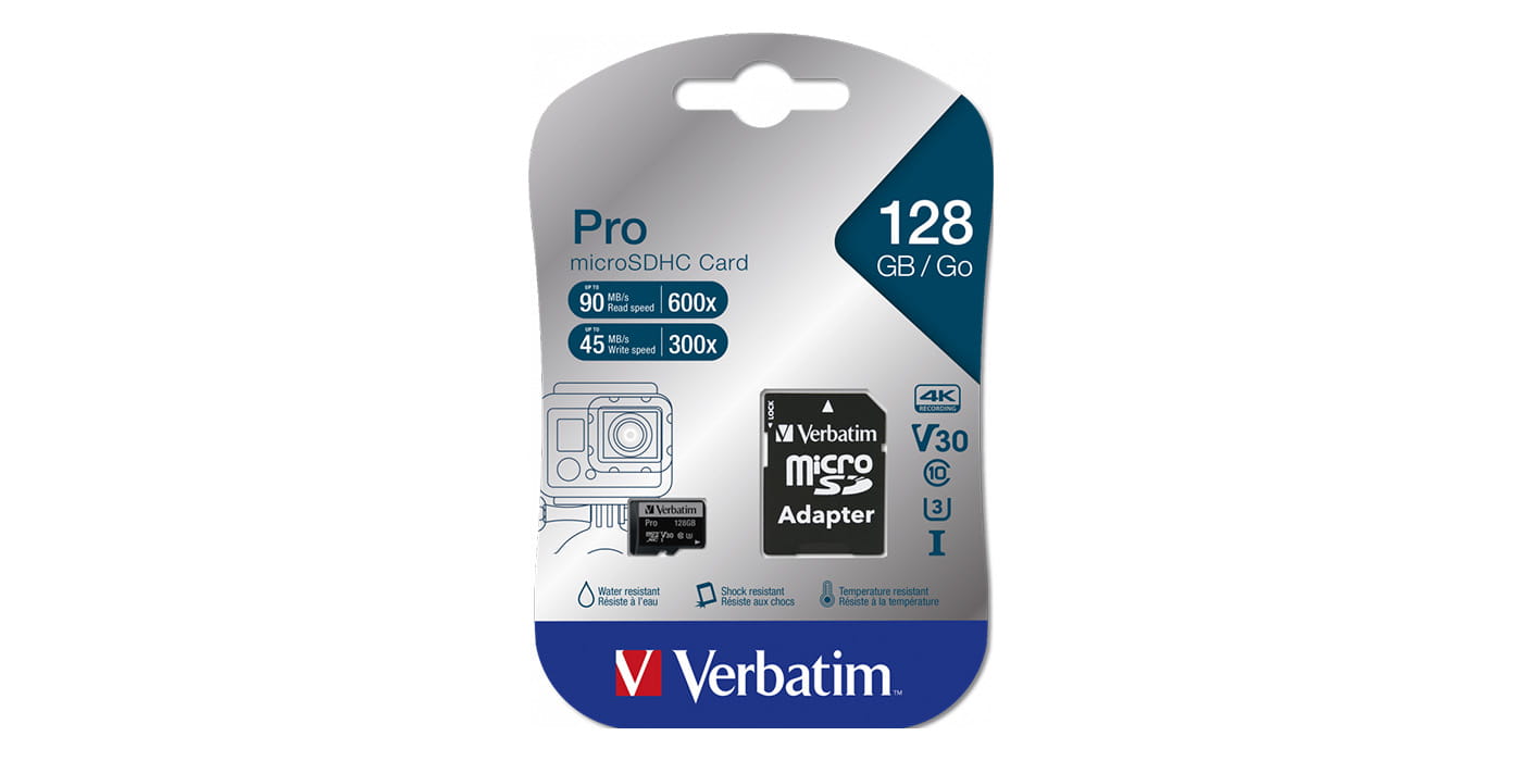 verbatim karta microsd 128gb + adapter pro u3 czarny/black