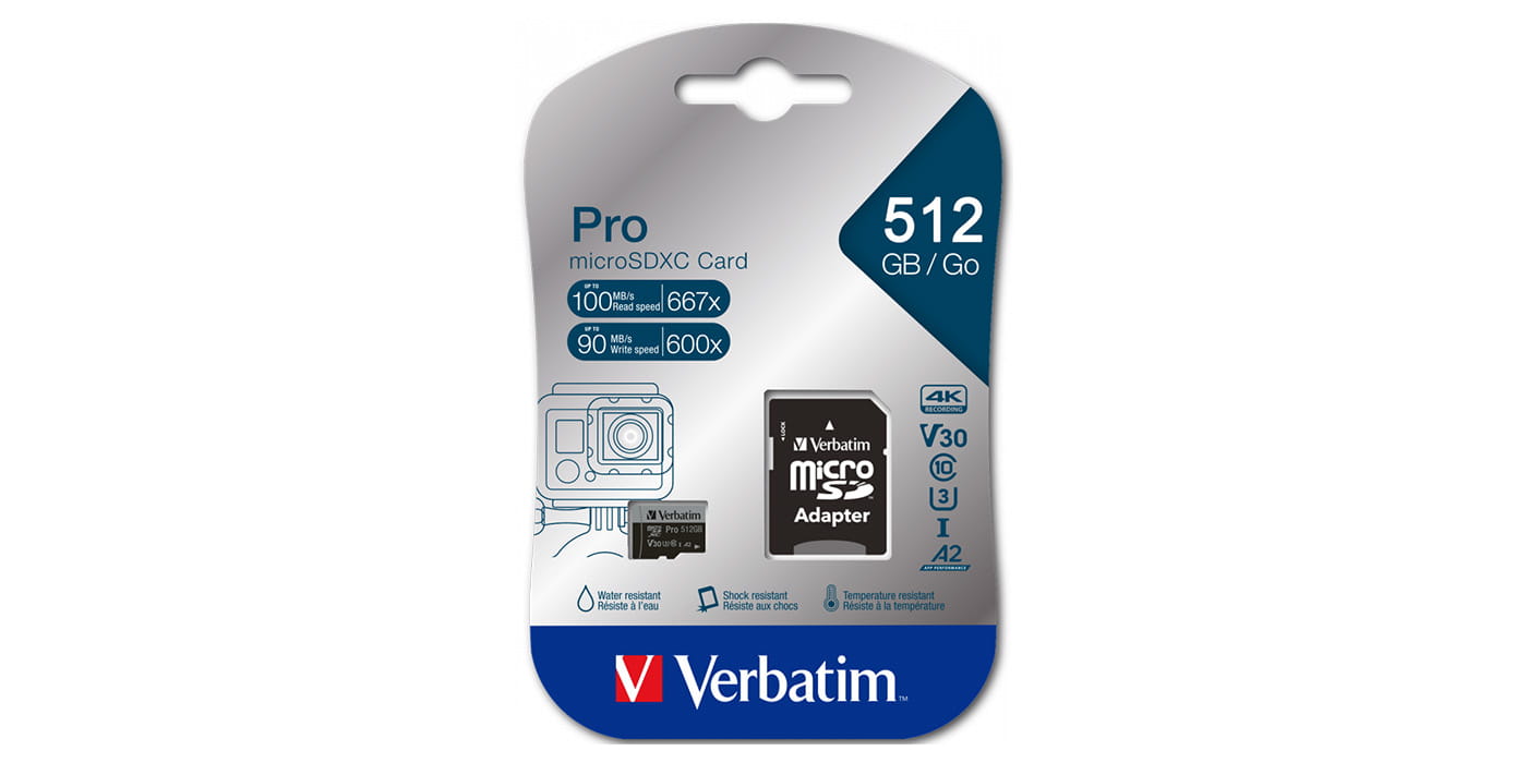 verbatim karta microsd 512gb + adapter pro u3 czarny/black