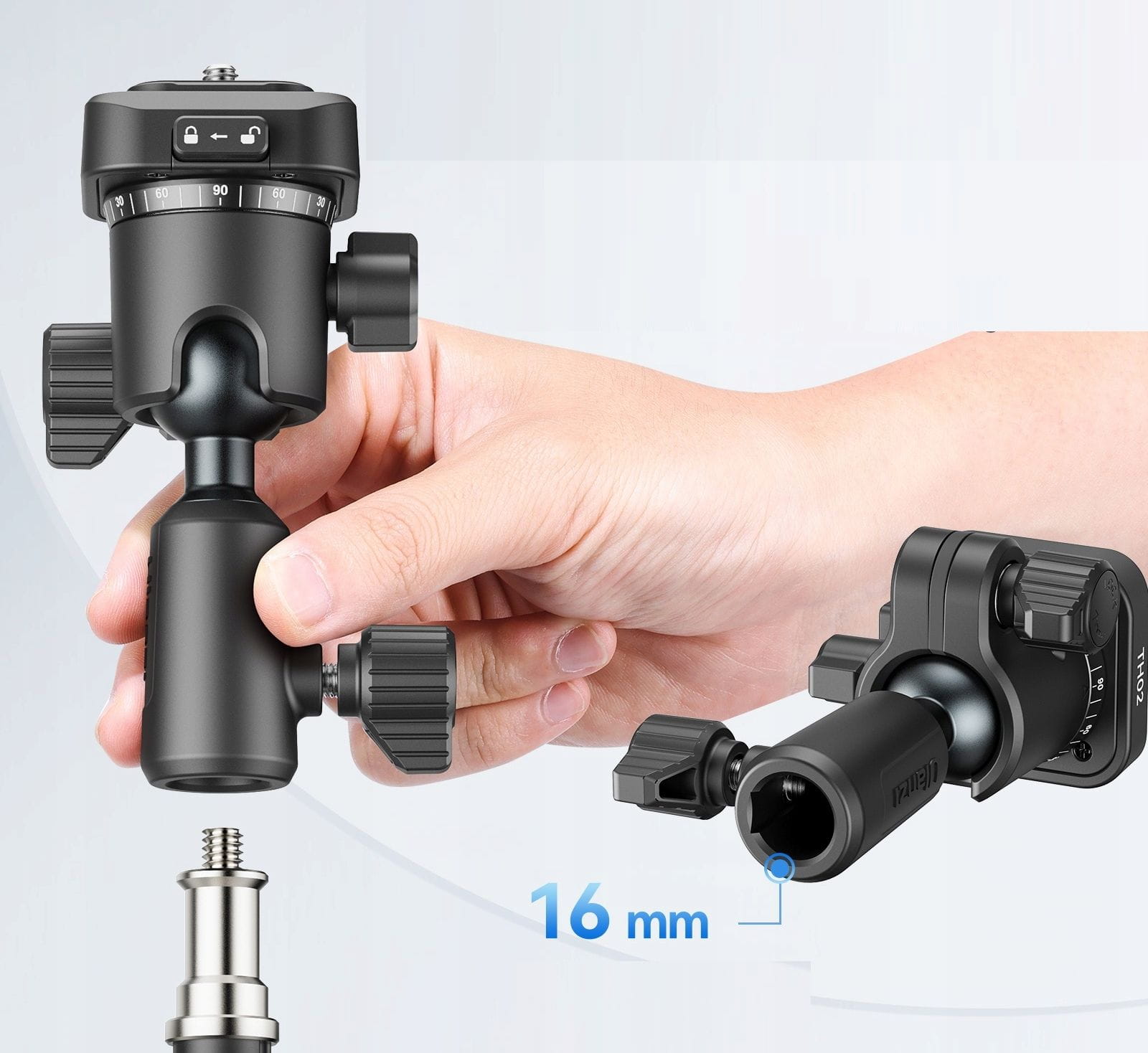 głowica adapter uchwyt statyw studyjny 12mm 16mm aparat lampa 1/4" uka f38