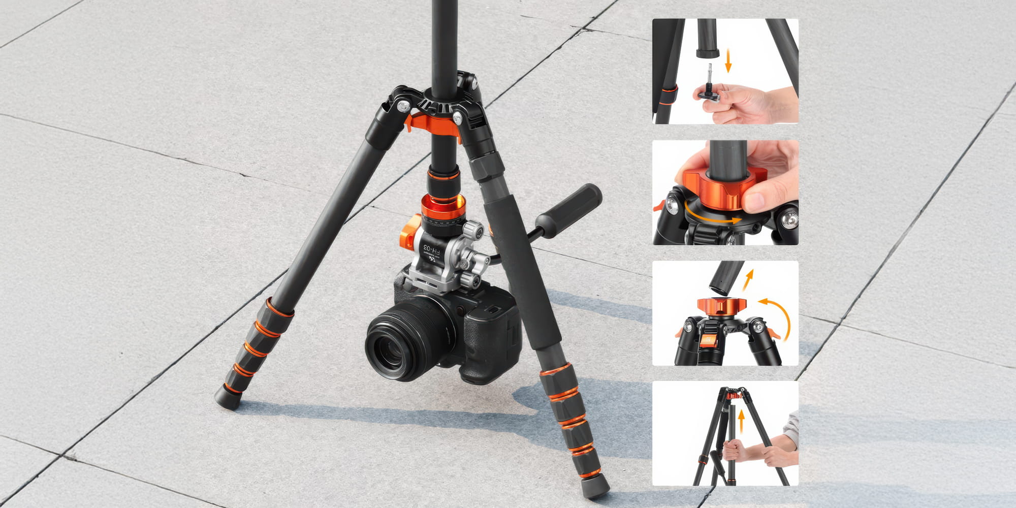 statyw video k&f concept o255c4 z głowicą fh-03