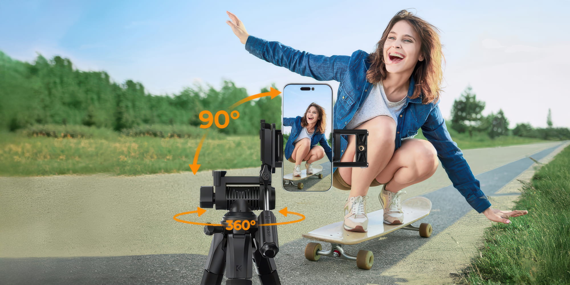 statyw video k&f concept s254a3 z głowicą bv01 i uchwytem na telefon - czarny