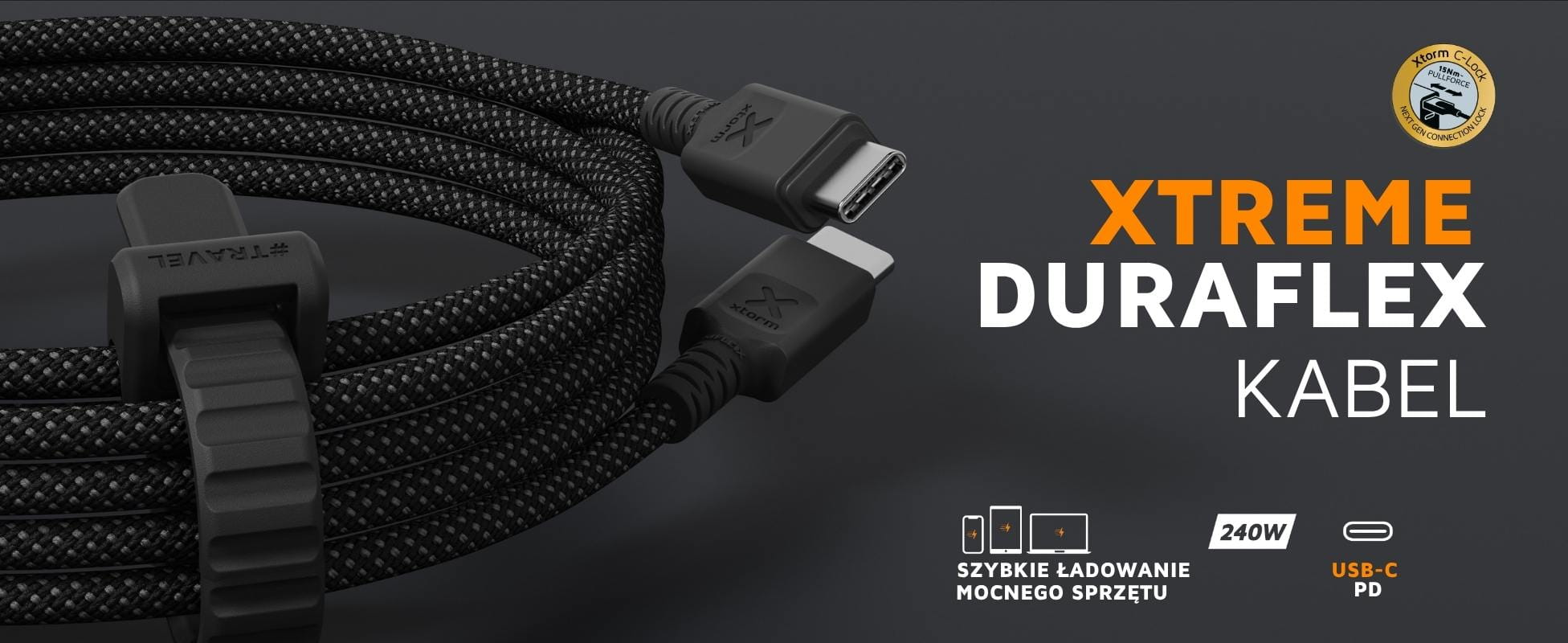 kabel xtorm next gen usb-c pd ultra 240w (3m) czarny