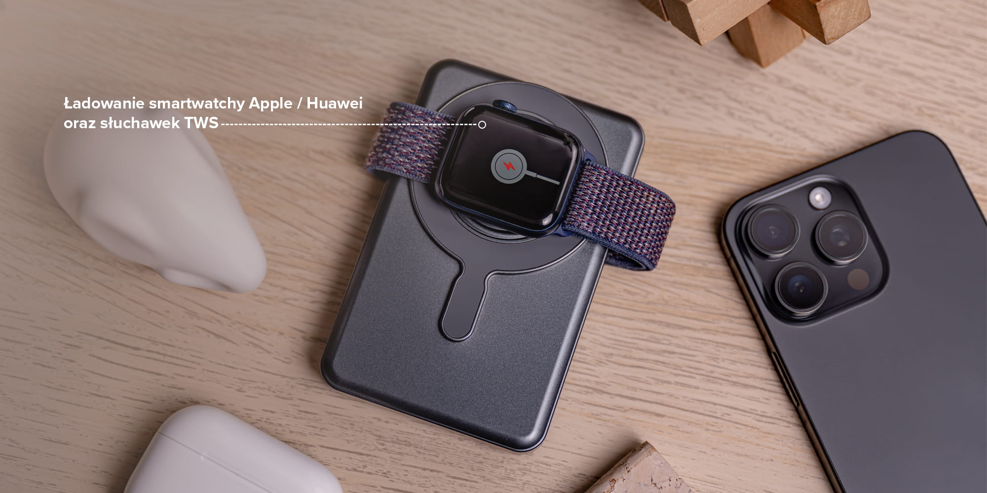 power bank newell ms-10000 pro magsafe 10000 mah lightning, usb-c - szary