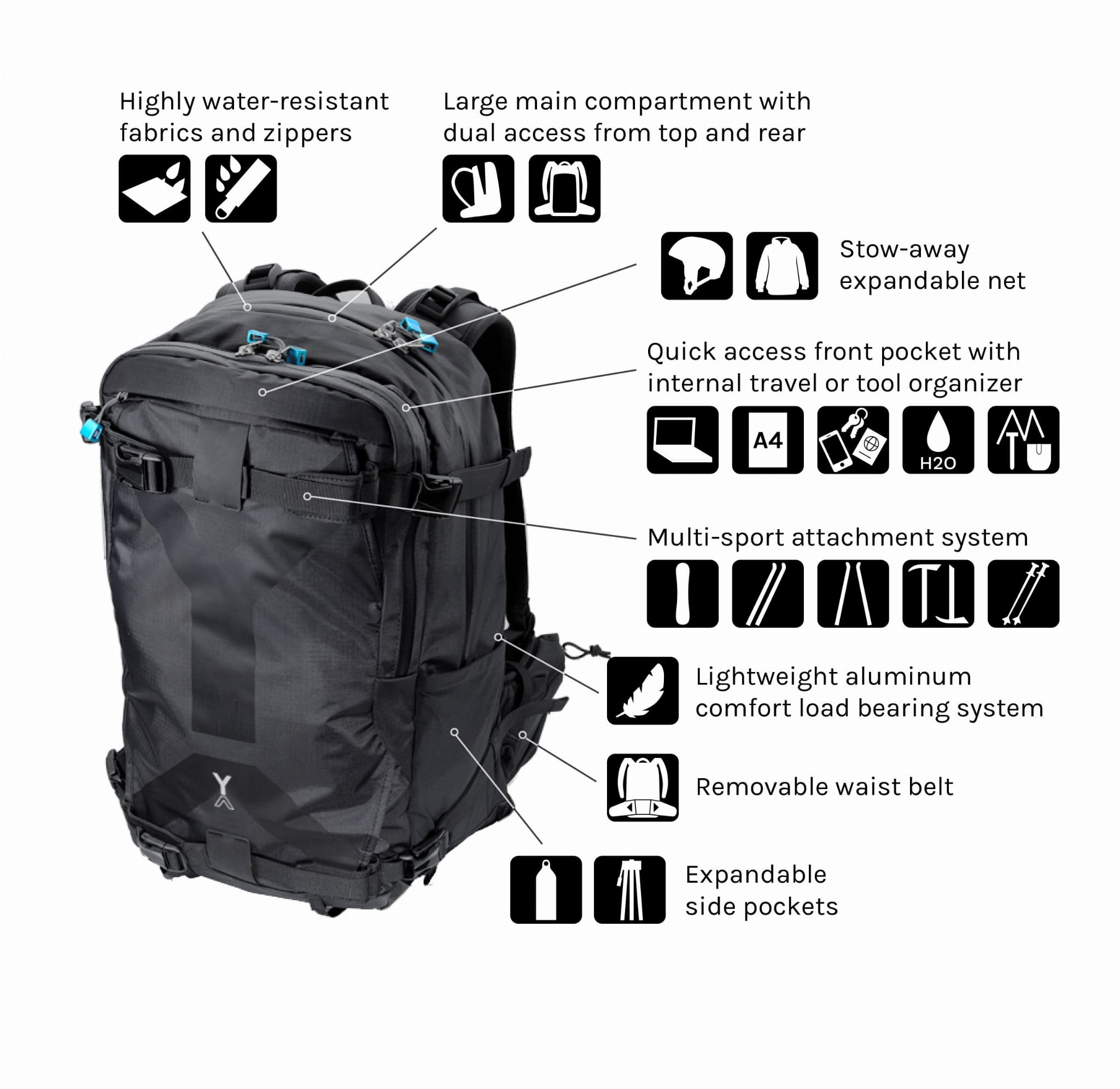 plecak nya-evo fjord 36 econyl® gen 4 camera backpack 36l graphite (black)