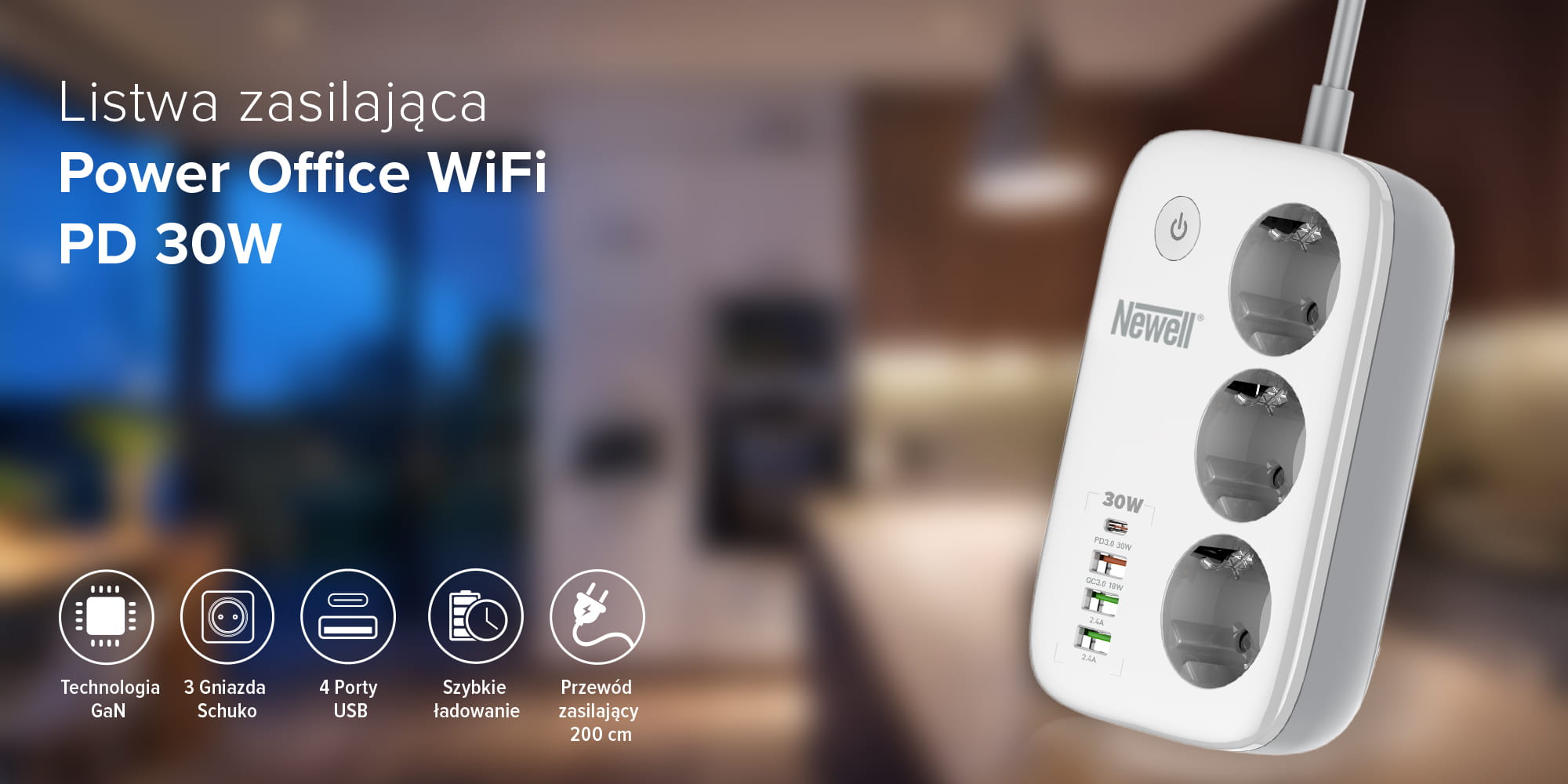 listwa zasilająca newell power office wifi pd 30w