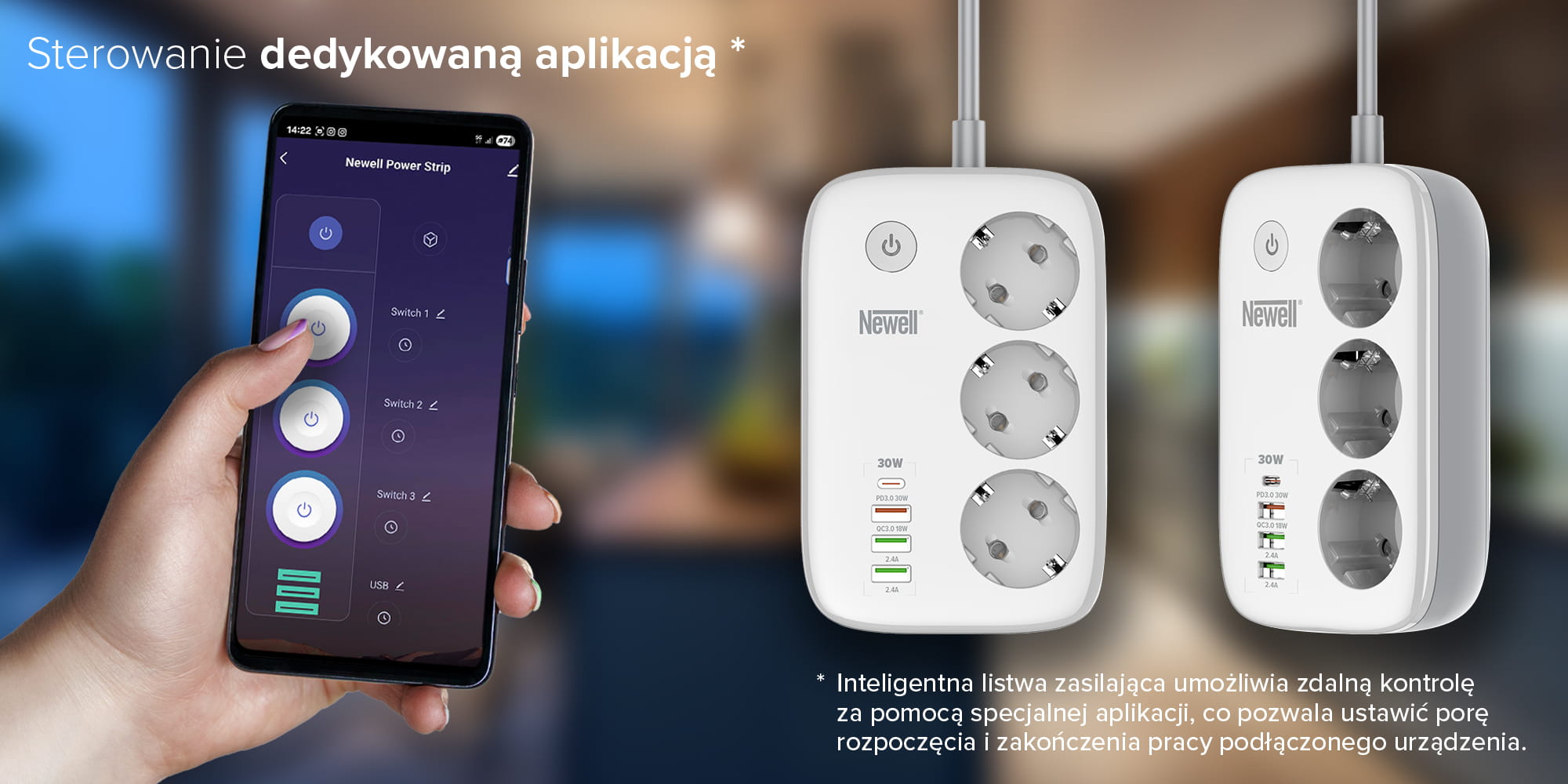 listwa zasilająca newell power office wifi pd 30w
