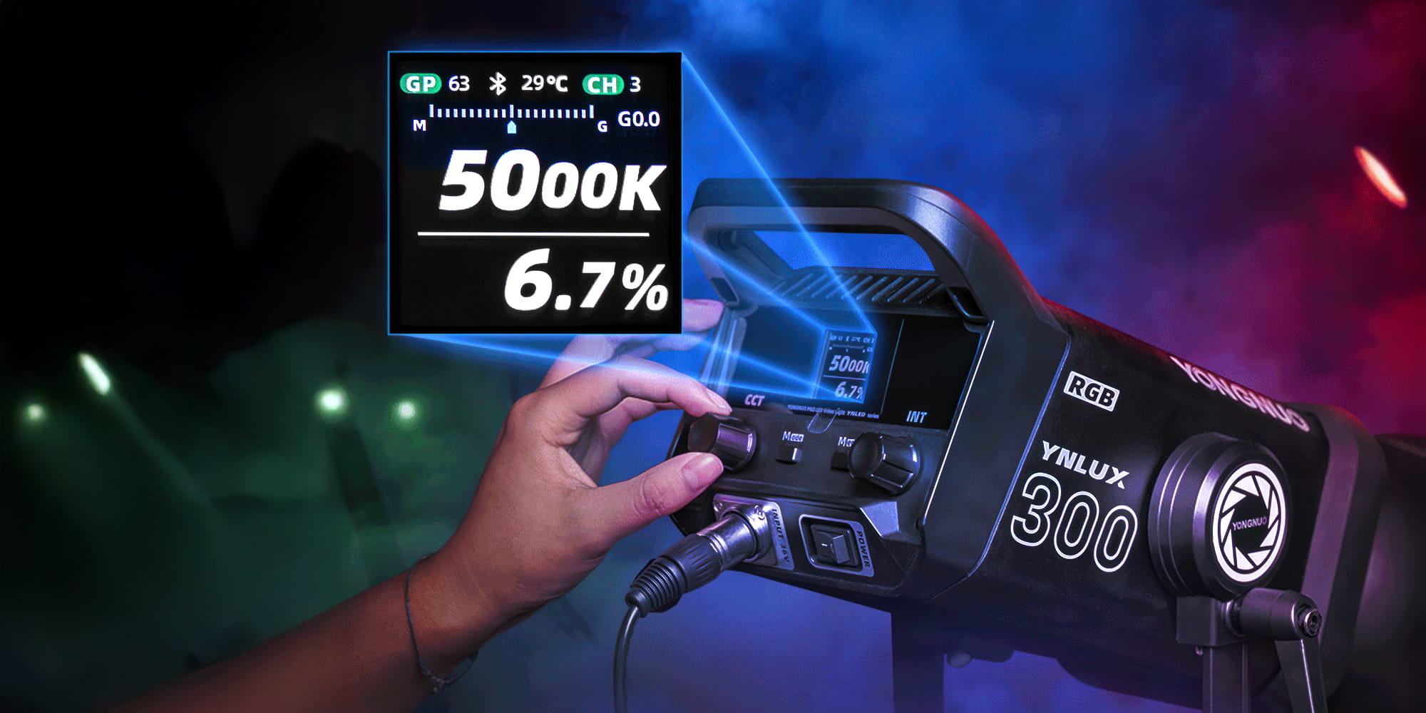 lampa yongnuo lux300 rgb kit - wb (2000 k - 10000 k)