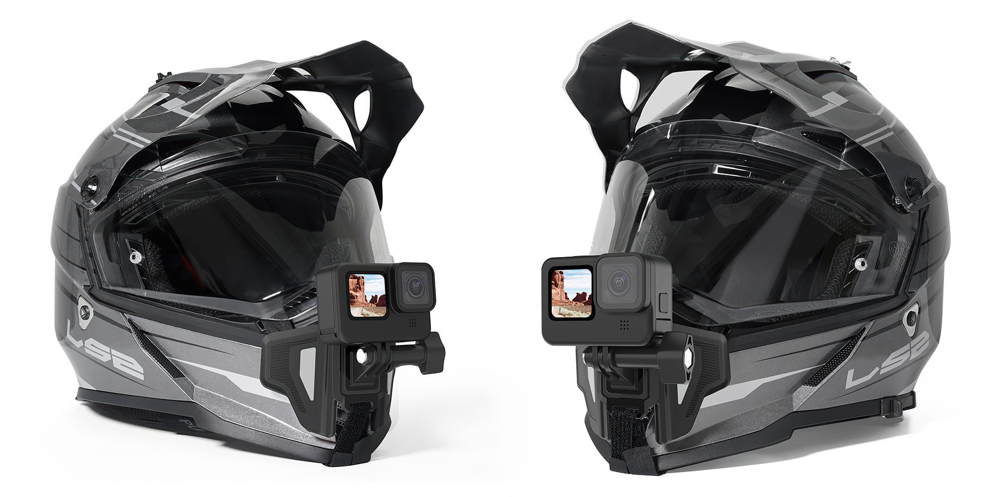 mocowanie na kask motocyklowy do kamer sportowych - szare