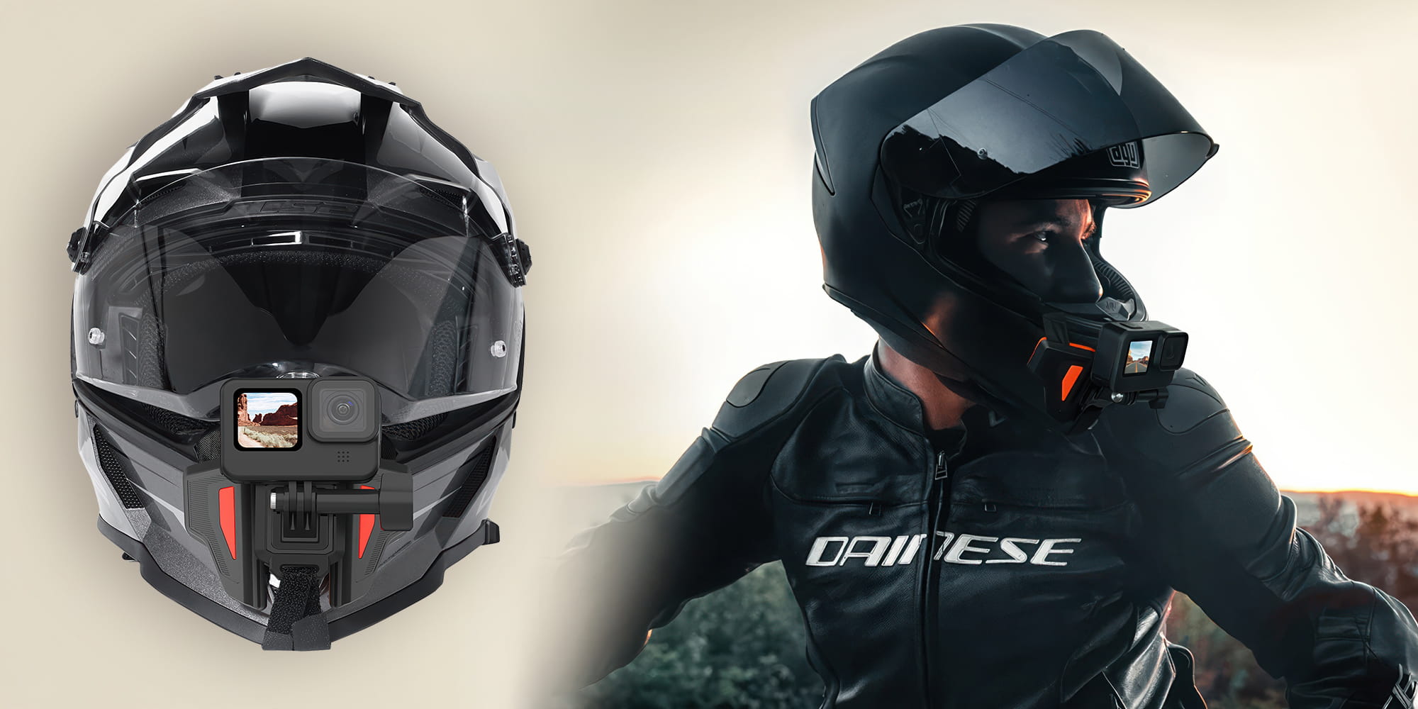 mocowanie na kask motocyklowy telesin gp-hbm-mt2 do kamer sportowych