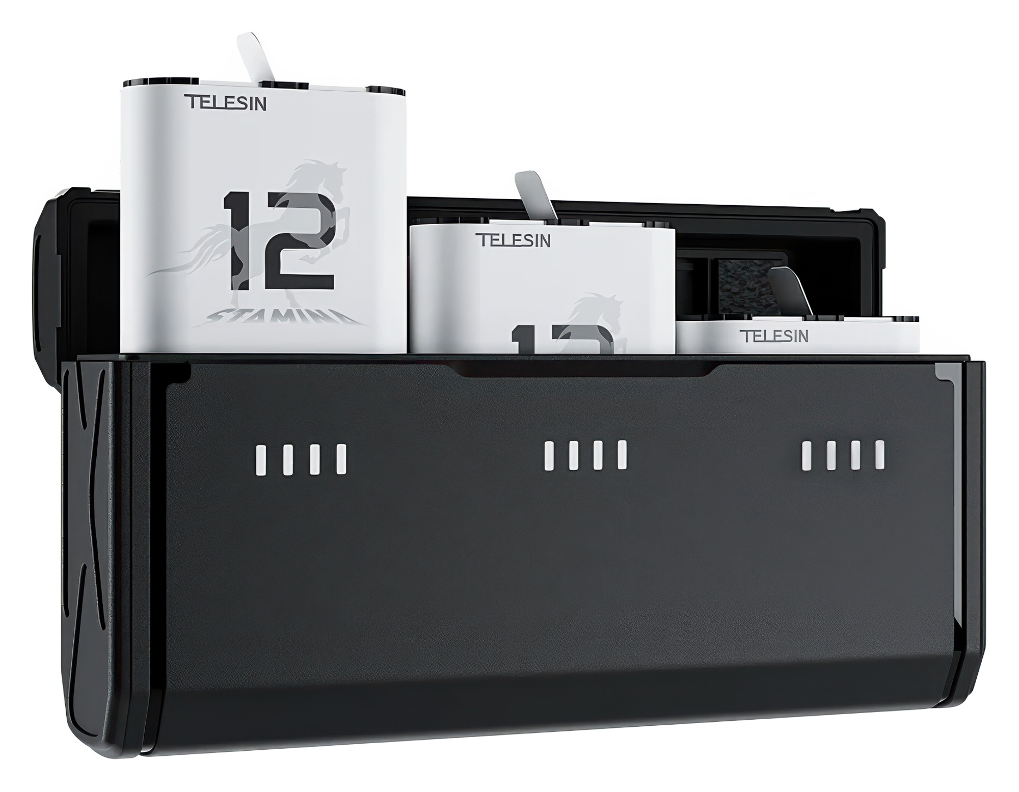 zestaw ładowarka trójkanałowa telesin s0-ecb-01-tgp i dwa akumulatory do gopro hero 9 / 10 / 11 / 12