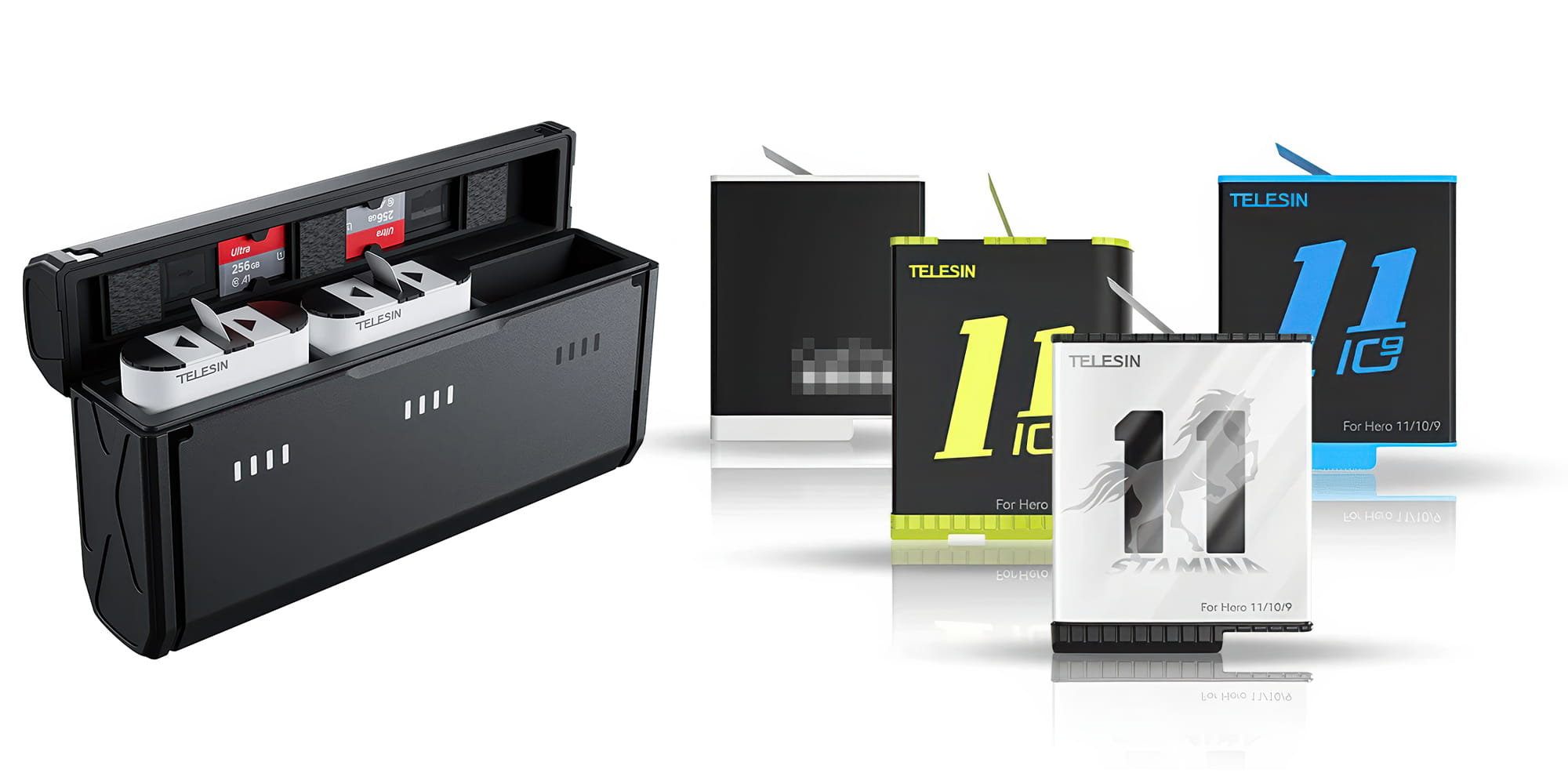 zestaw ładowarka trójkanałowa telesin s0-ecb-01-tgp i dwa akumulatory do gopro hero 9 / 10 / 11 / 12