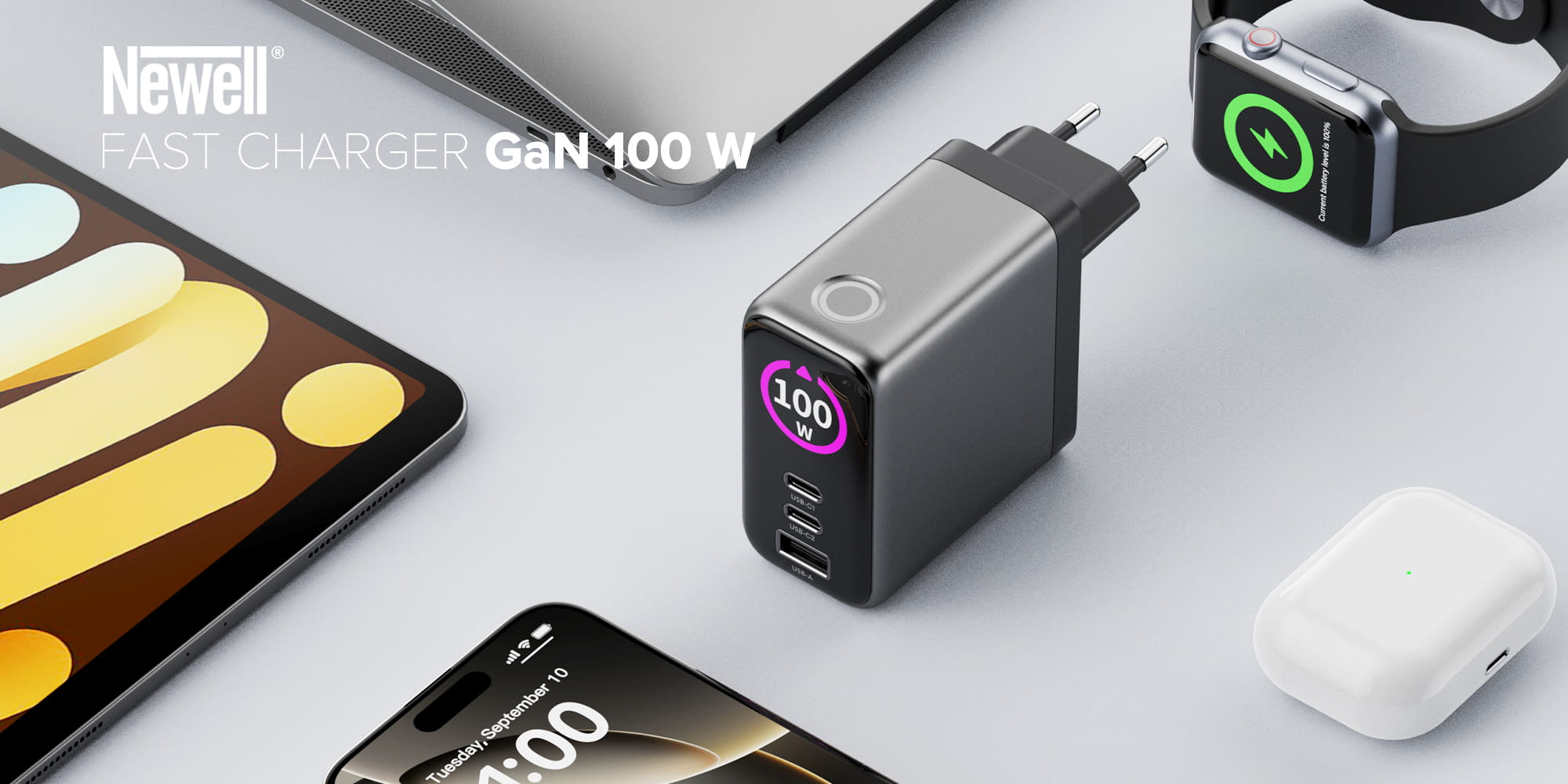 ładowarka sieciowa newell gan 100 w tft eu