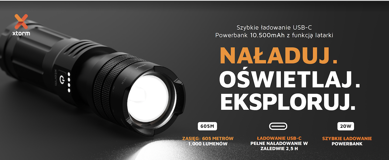 xtorm powerbank flashlight 10.500 mah 20w czarny