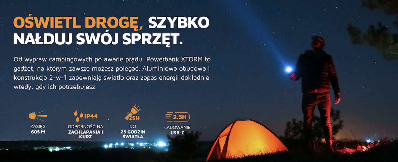 xtorm powerbank flashlight 10.500 mah 20w czarny