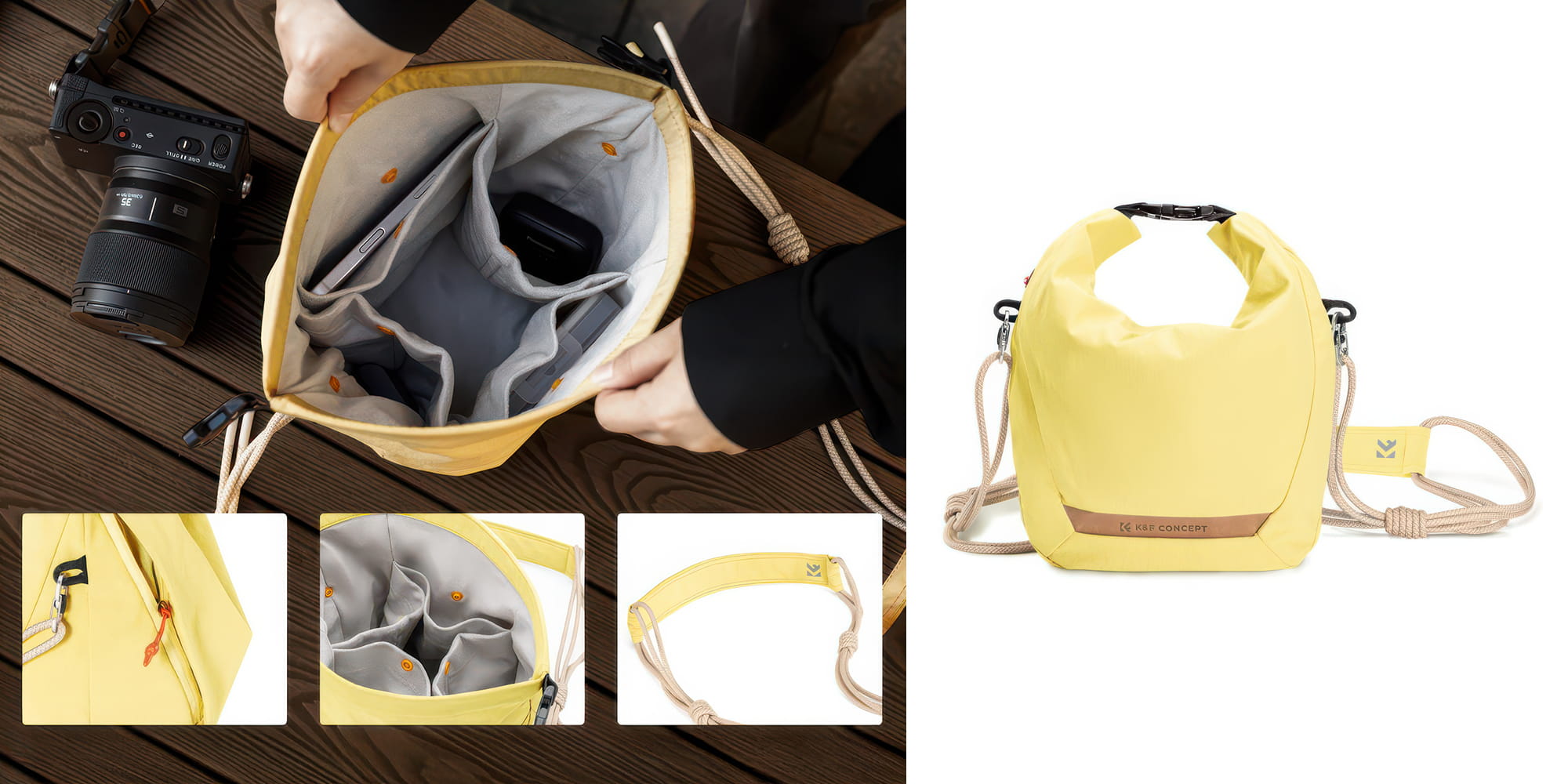 torba fotograficzna k&f concept urban wander sling u11 5 l - żółta