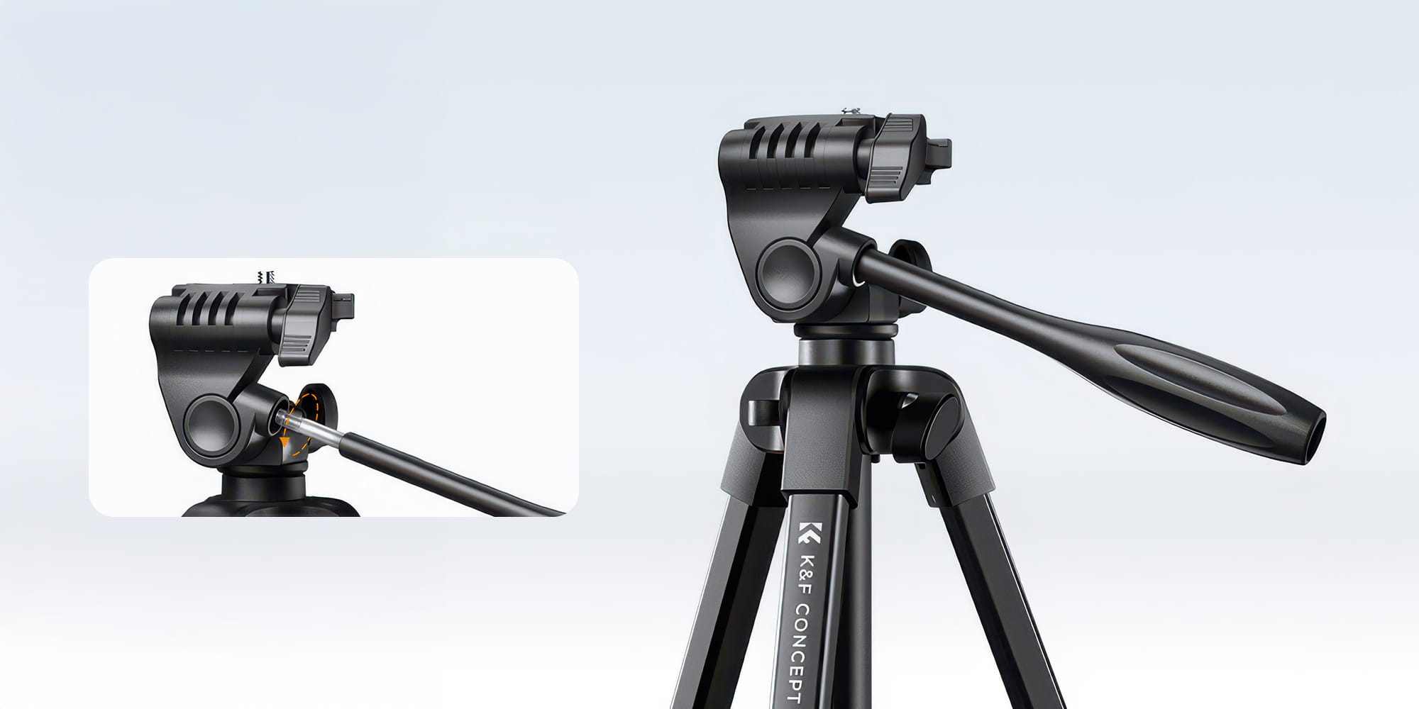 statyw video k&f concept s174a1 z uchwytem na telefon i pilotem - czarny