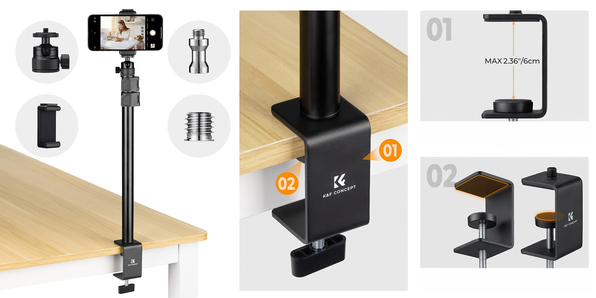 k&f concept c-clamp desktop stand