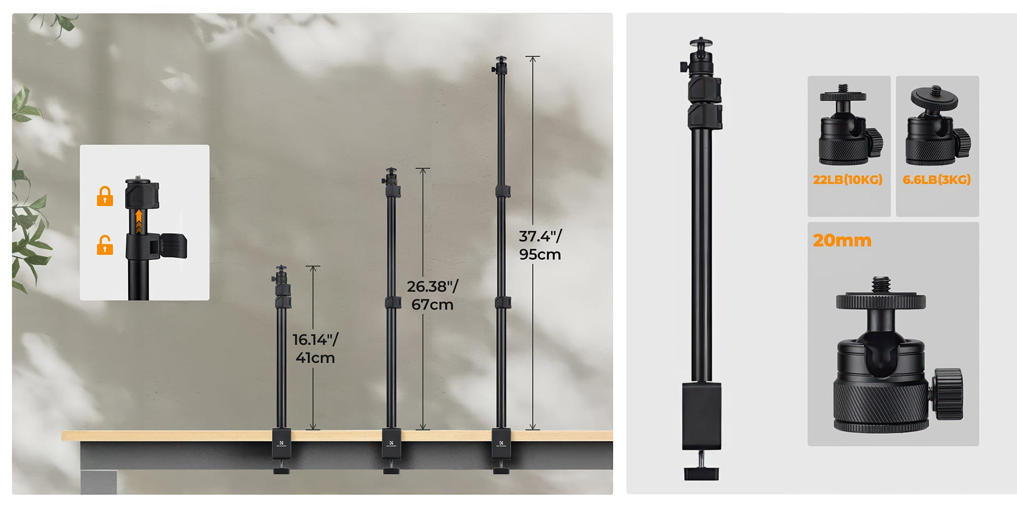 statyw biurkowy k&f concept c-clamp desktop stand