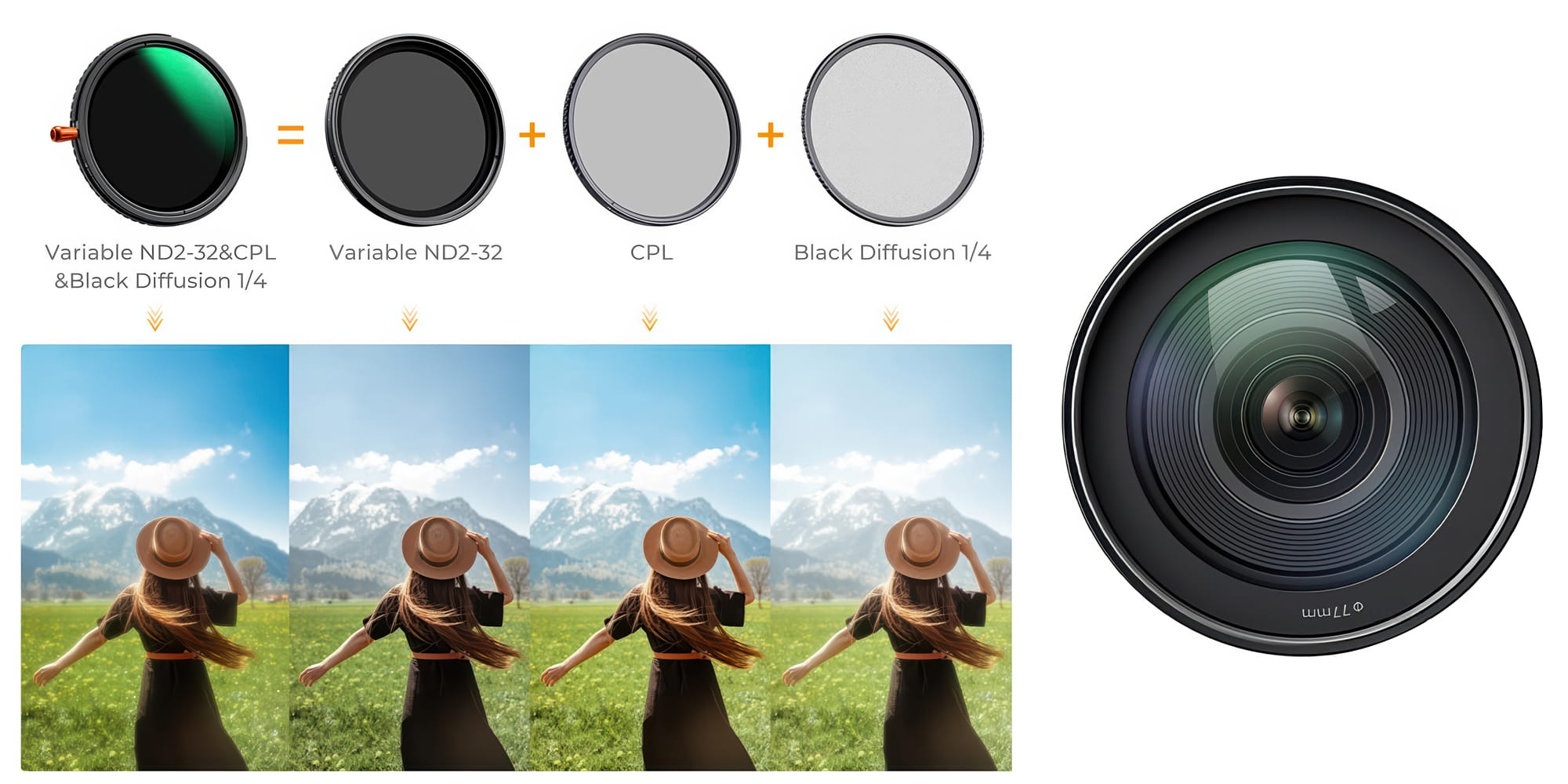 k&f concept nano-x mrc cpl & fader nd2-32 & black mist 1/4 37mm