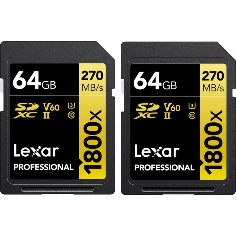 karta pamięci lexar pro 1800x sdxc u3 (v60) uhs-ii r270/w180 64gb - 2pack