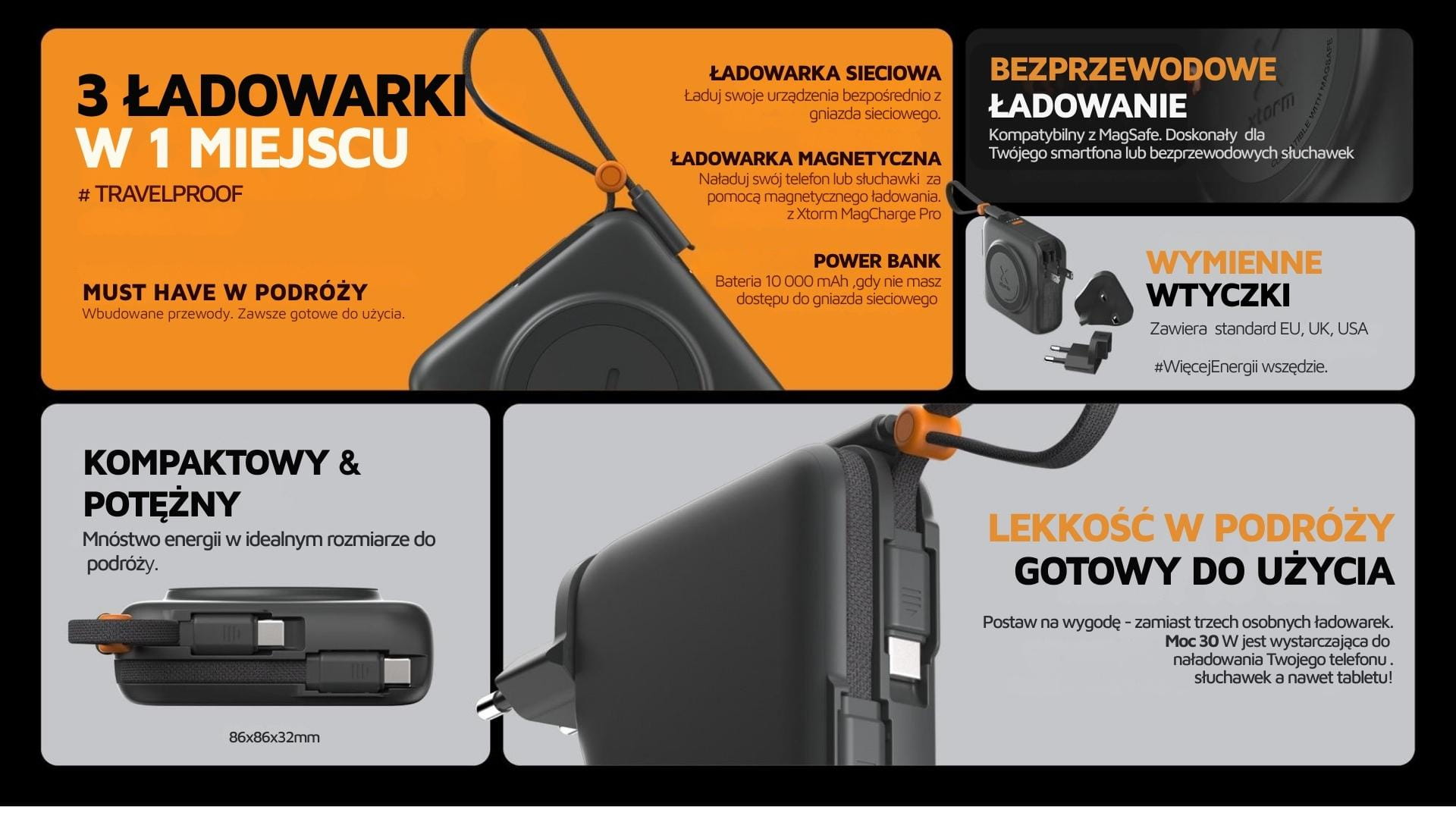 xtorm ładowarka podróżna 3in1 10.000 mah 30w