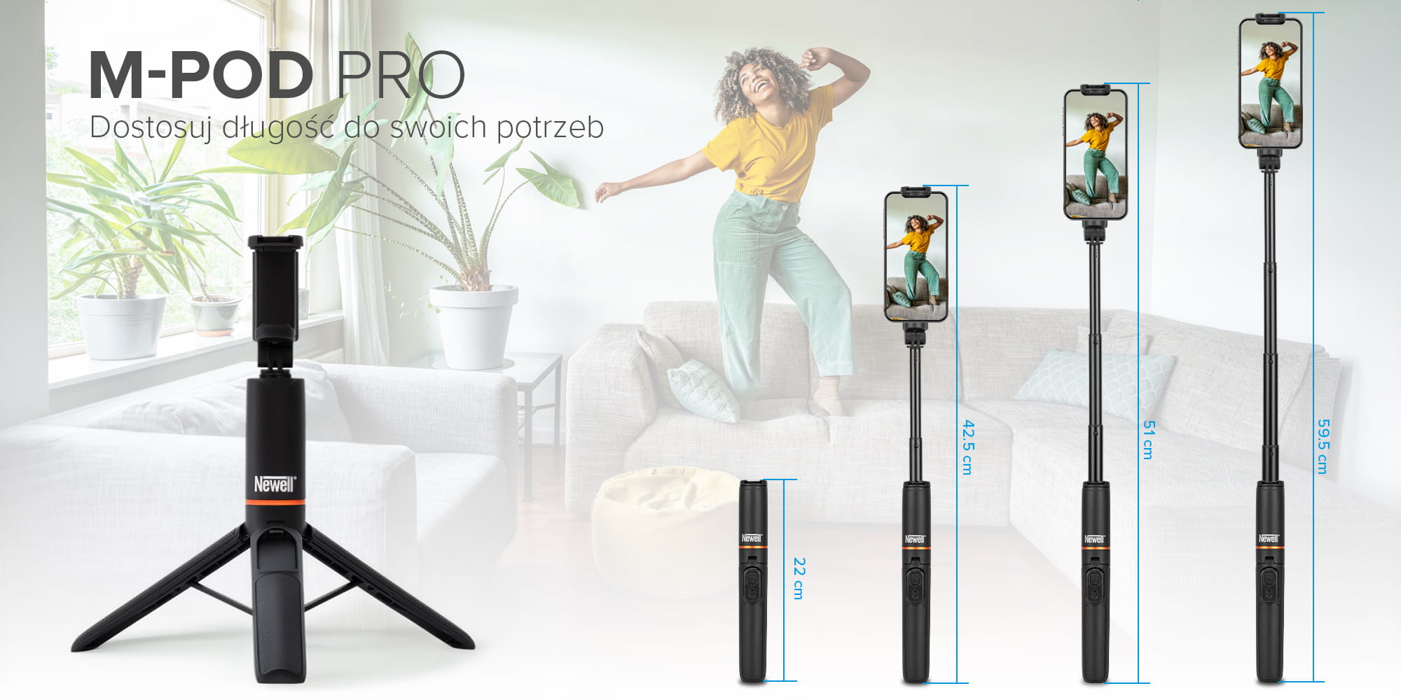 statyw newell z funkcją monopodu i pilotem m-pod pro