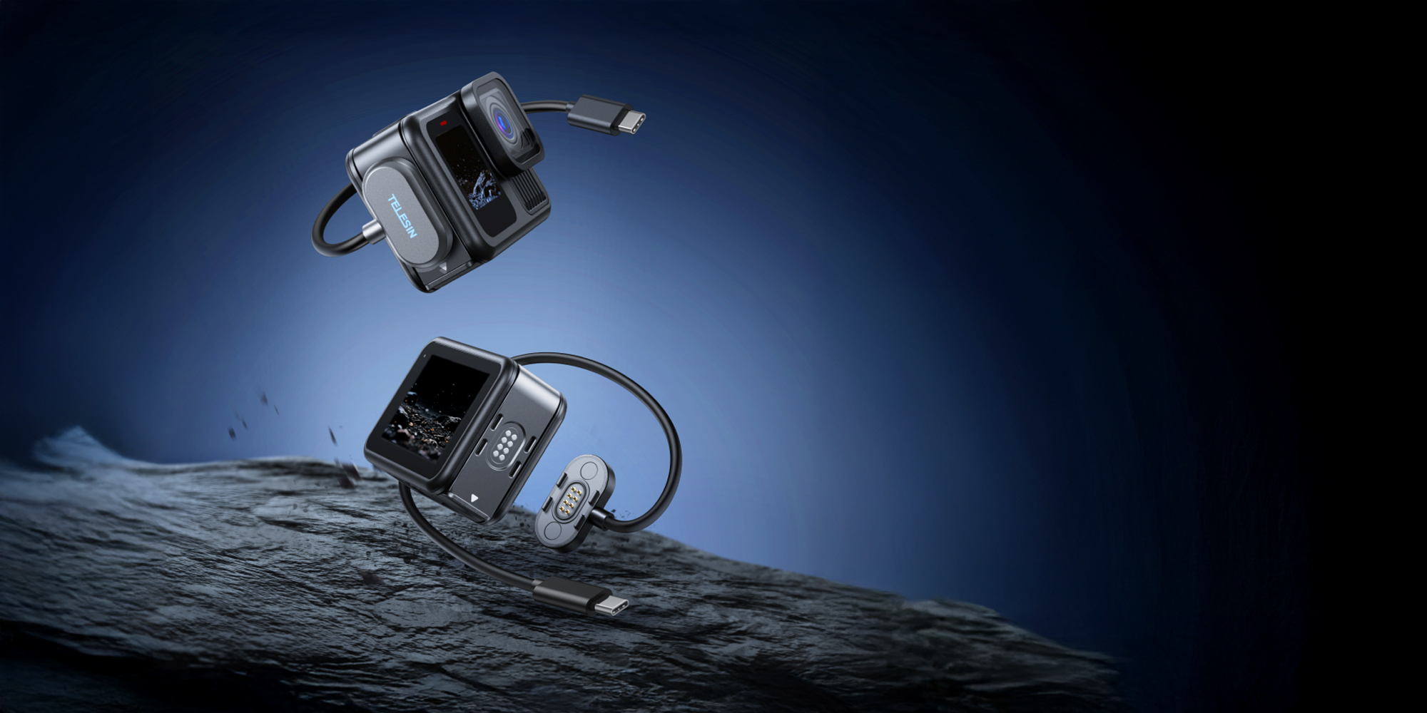 pokrywa akumulatora telesin s6-clc-01-tgp z kablem magnetycznym do kamer gopro hero 9 / 10 / 11 / 12 / 13