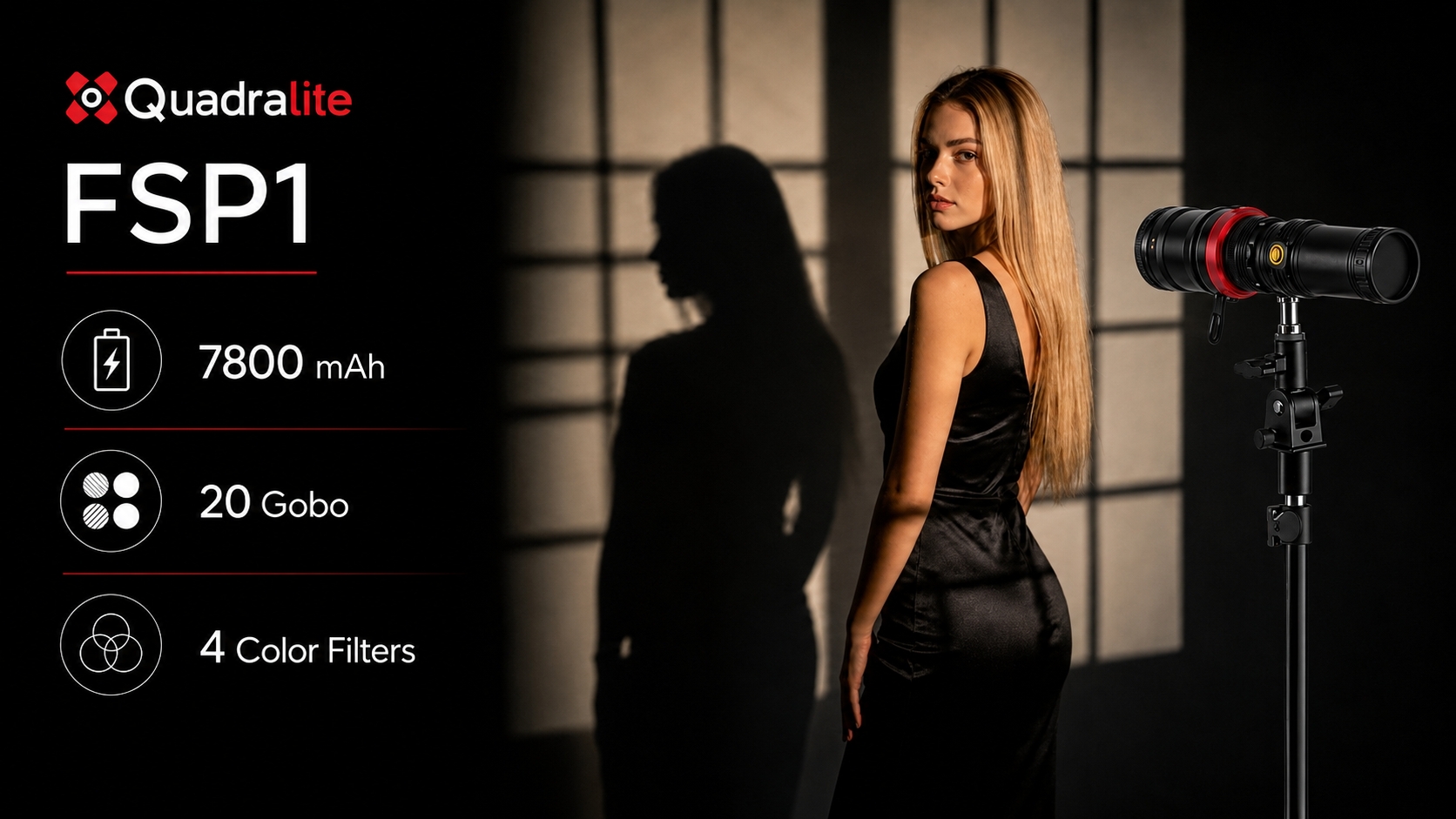 quadralite fsp1 projekcyjna latarka led snoot 40w z gobo