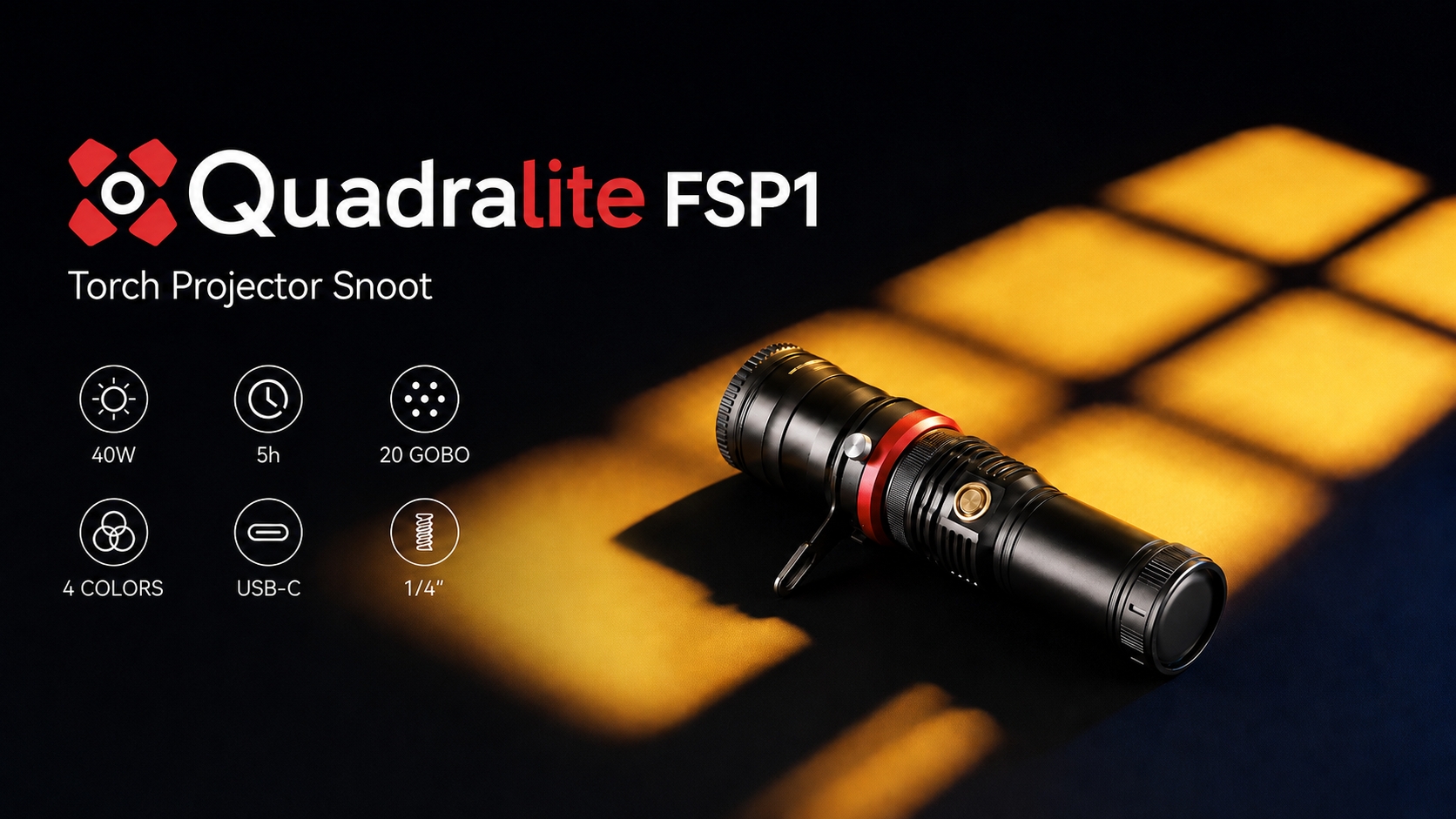 quadralite fsp1 projekcyjna latarka led snoot 40w z gobo
