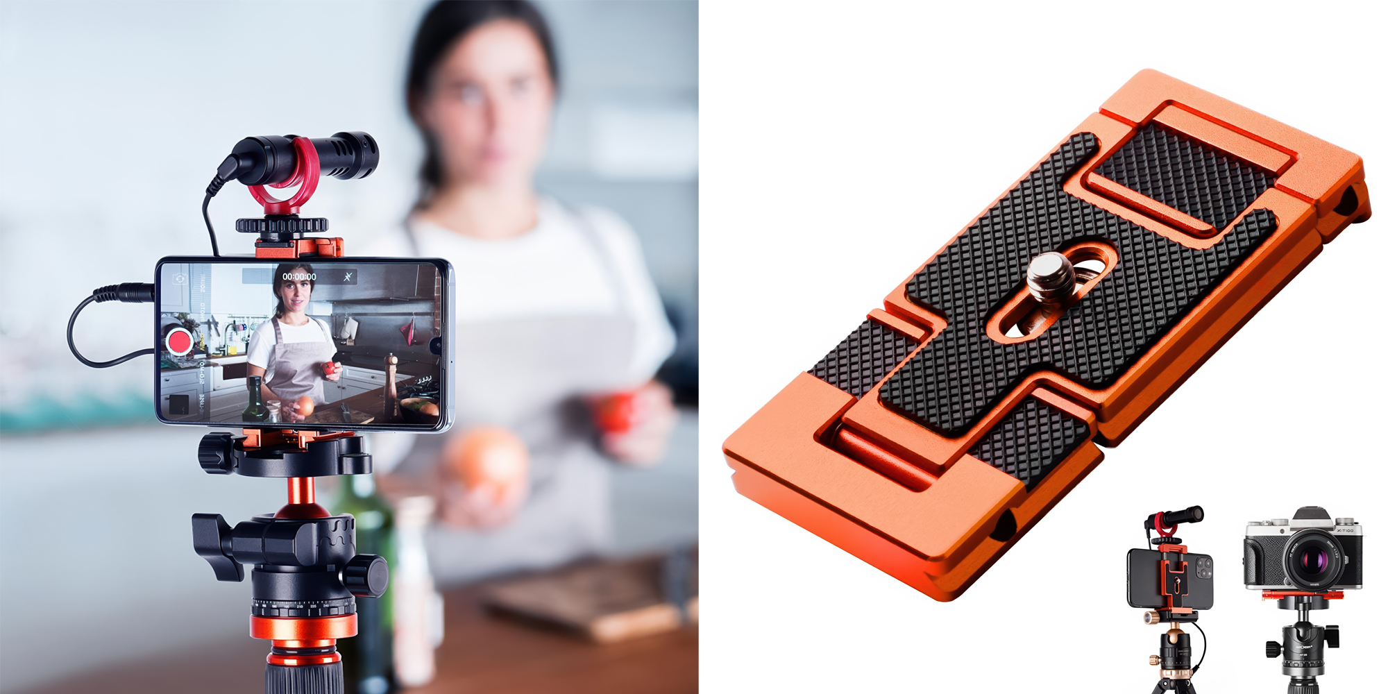 płytka szybkiego montażu k&f concept ca02 arca-swiss z uchwytem na telefon