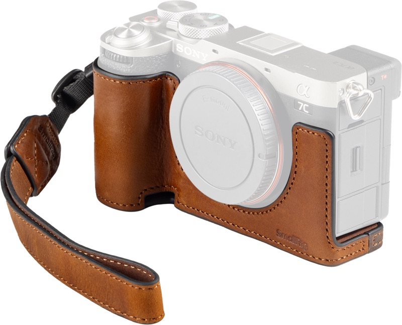 smallrig 5015 - zestaw, skórzany półfuterał do sony a7c ii i a7cr brązowy
